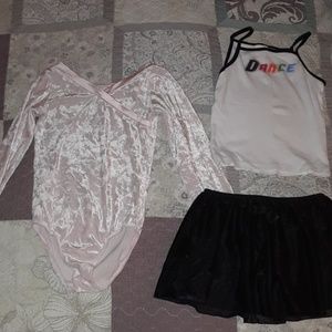 Girls Lg long sleeve leotard, skirt, & "Dance"tank